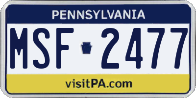 PA license plate MSF2477