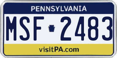 PA license plate MSF2483