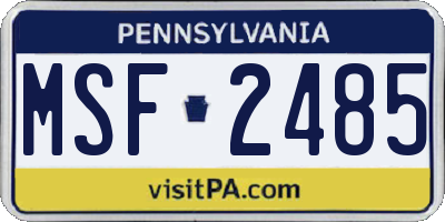 PA license plate MSF2485