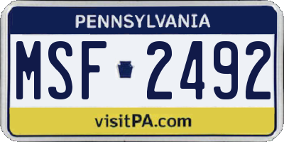 PA license plate MSF2492