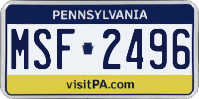 PA license plate MSF2496