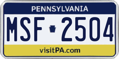 PA license plate MSF2504