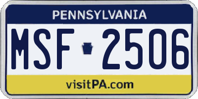 PA license plate MSF2506