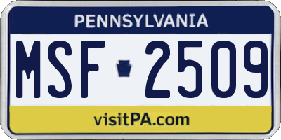 PA license plate MSF2509