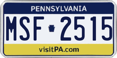 PA license plate MSF2515