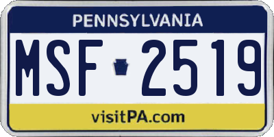 PA license plate MSF2519