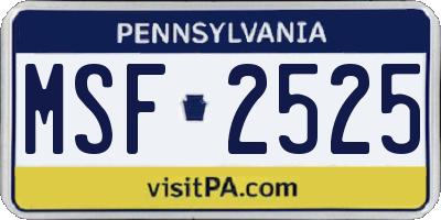 PA license plate MSF2525