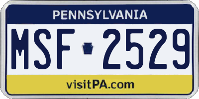 PA license plate MSF2529