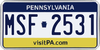 PA license plate MSF2531