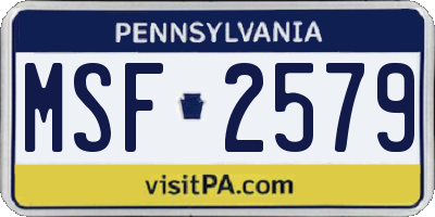 PA license plate MSF2579