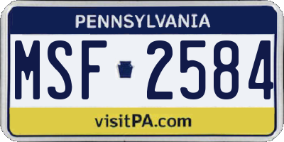 PA license plate MSF2584