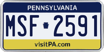 PA license plate MSF2591
