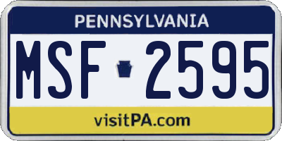 PA license plate MSF2595