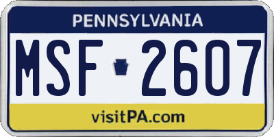 PA license plate MSF2607