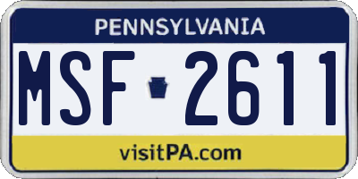 PA license plate MSF2611