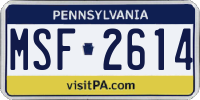 PA license plate MSF2614