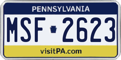 PA license plate MSF2623