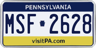 PA license plate MSF2628