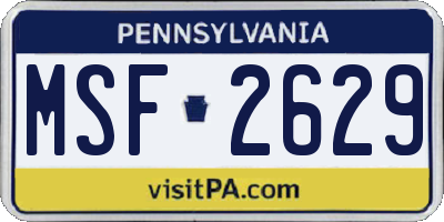 PA license plate MSF2629