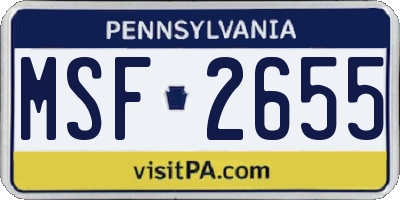 PA license plate MSF2655