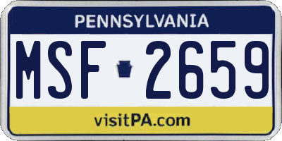 PA license plate MSF2659