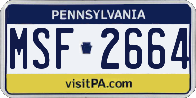 PA license plate MSF2664