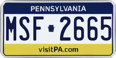 PA license plate MSF2665