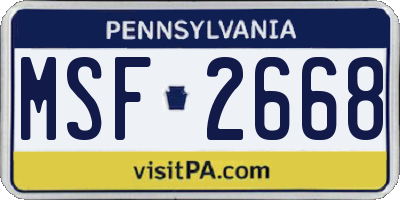 PA license plate MSF2668
