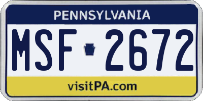 PA license plate MSF2672