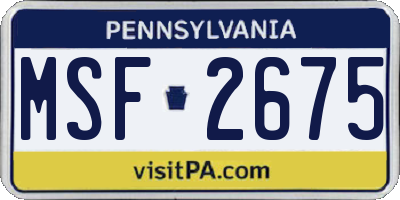 PA license plate MSF2675