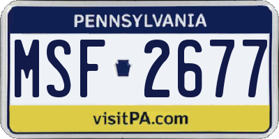 PA license plate MSF2677