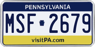 PA license plate MSF2679