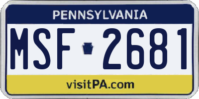 PA license plate MSF2681