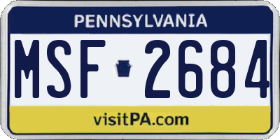PA license plate MSF2684