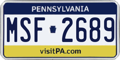 PA license plate MSF2689