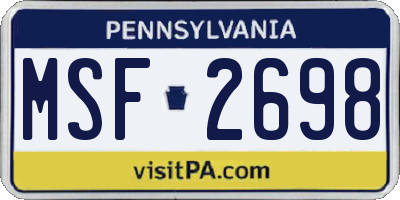 PA license plate MSF2698