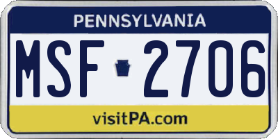 PA license plate MSF2706