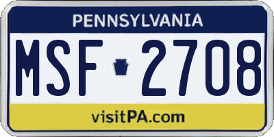 PA license plate MSF2708