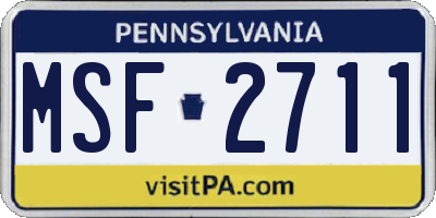 PA license plate MSF2711