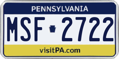 PA license plate MSF2722