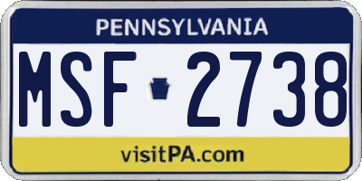 PA license plate MSF2738