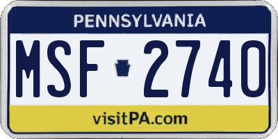 PA license plate MSF2740