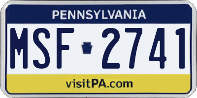PA license plate MSF2741