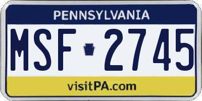 PA license plate MSF2745