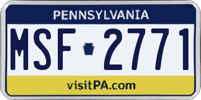PA license plate MSF2771