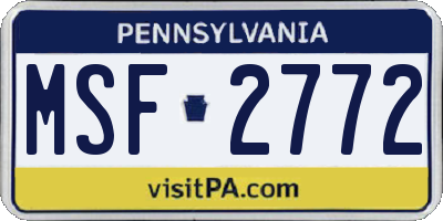 PA license plate MSF2772