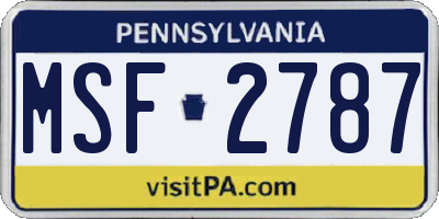 PA license plate MSF2787