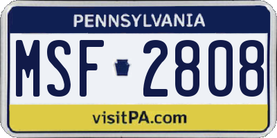 PA license plate MSF2808