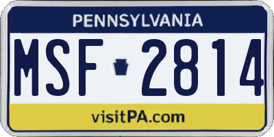 PA license plate MSF2814