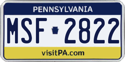 PA license plate MSF2822